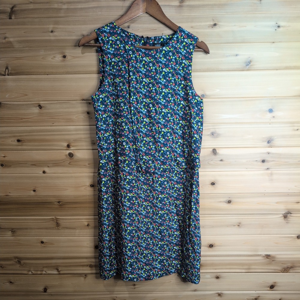 Kate Spade Saturday Silk Blend Floral Sleeveless Shift Dress Navy Multi 4